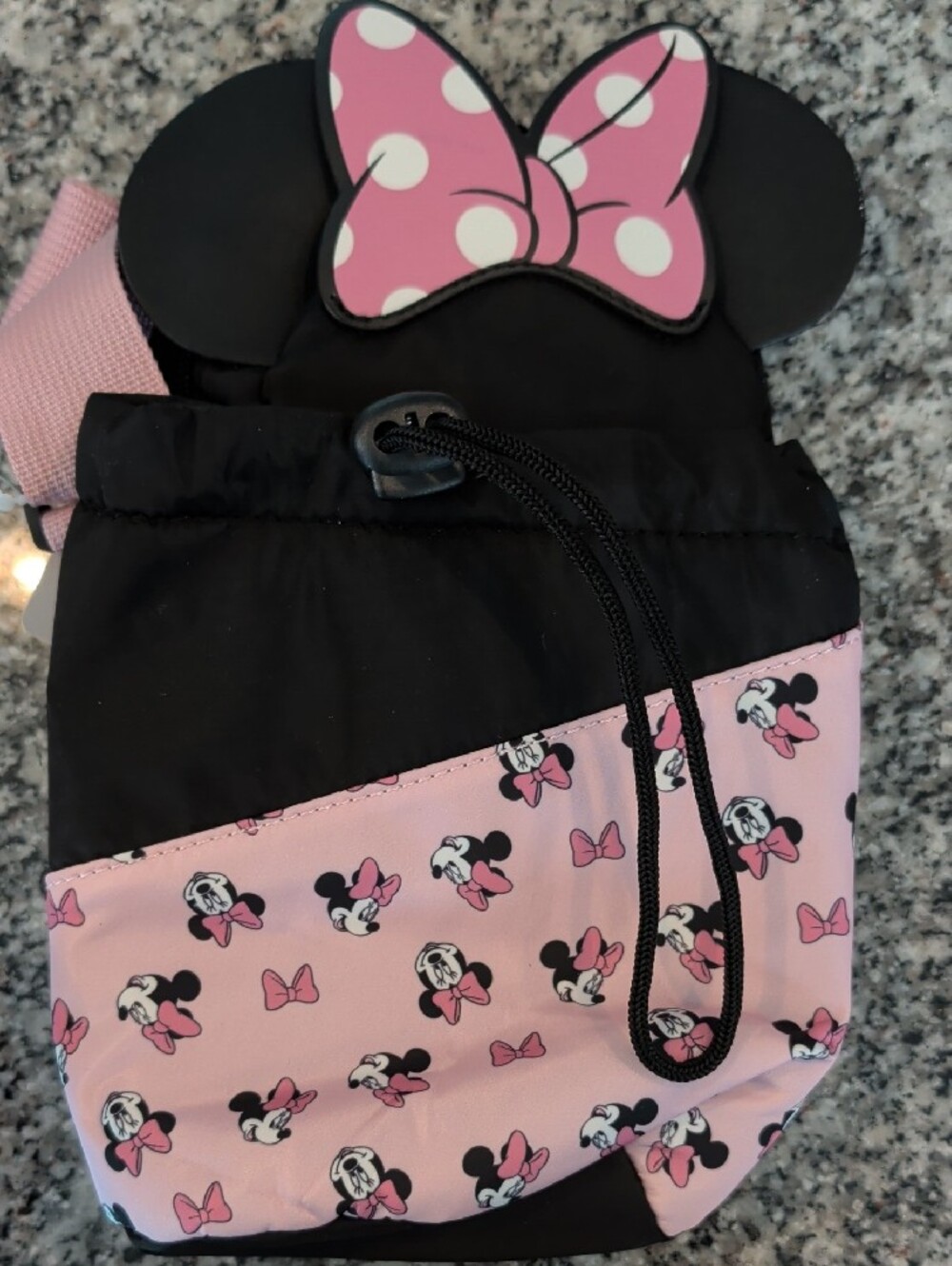 Disney Minnie Mouse Black and Pink Drawstring Accessory Pouch - Picture 5 of 6